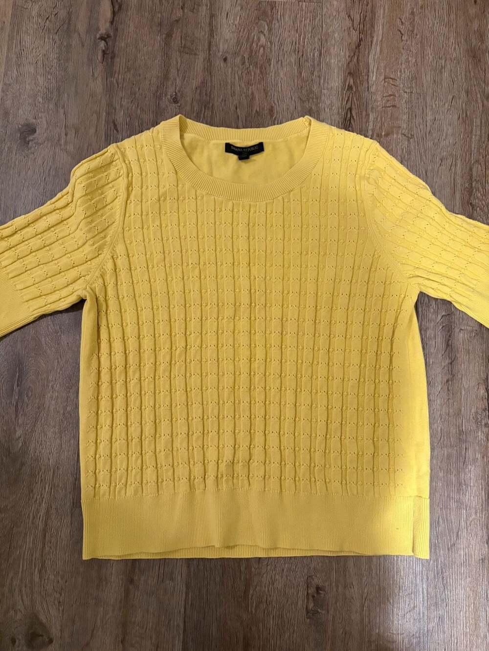 Banana Republic Yellow Cable Knit Crewneck Sweater Size L